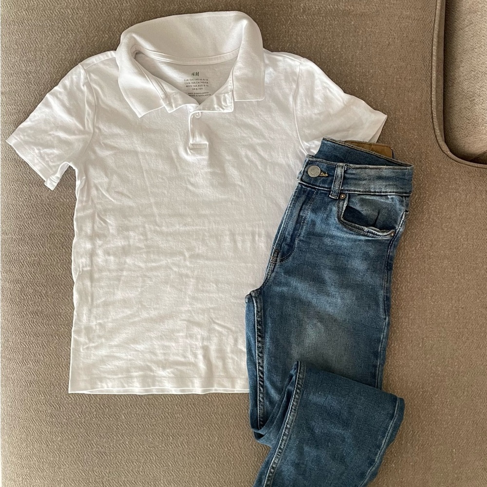 H&M BOYS POLO & ZARA DENIM JEANS SET